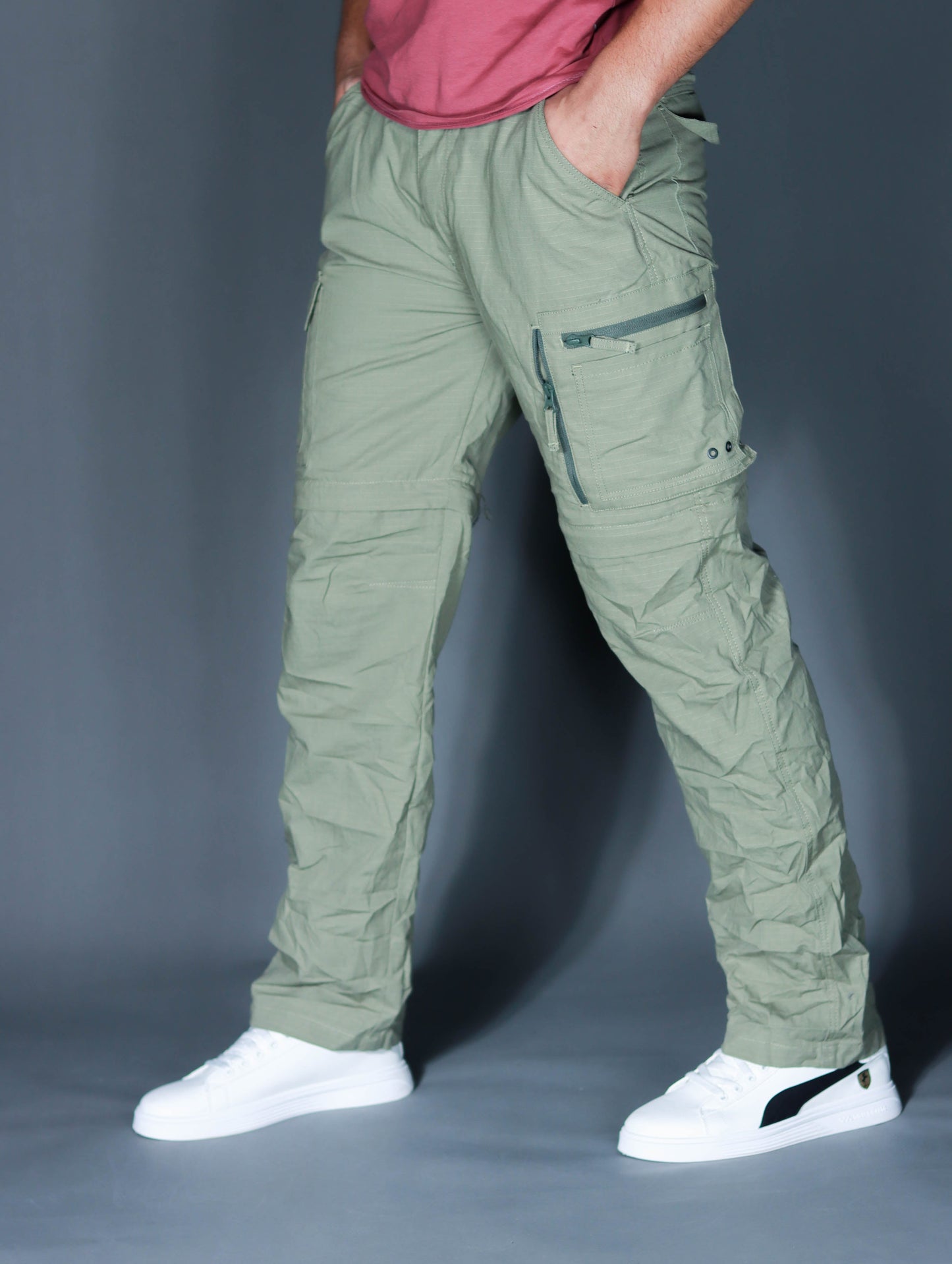 Walkoutwear Style -23 Convertible Cargo For Men (Pista-Green)